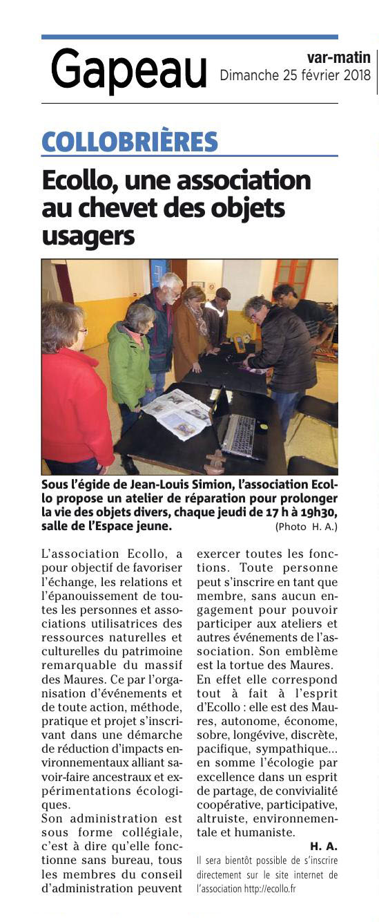 article de Var Matin du 25 février article de Var Matin du 25 février